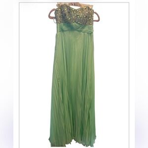 NWT POLYUSA Embellished Pleated Green Gown - Size Large